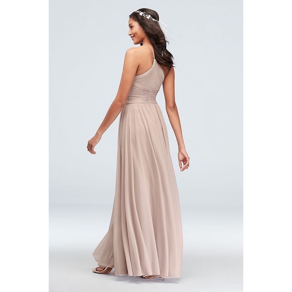 David’s Bridal Maxi Dress Racerback Chiffon Formal Dance bridesmaid Mint F20052 - Picture 4 of 11